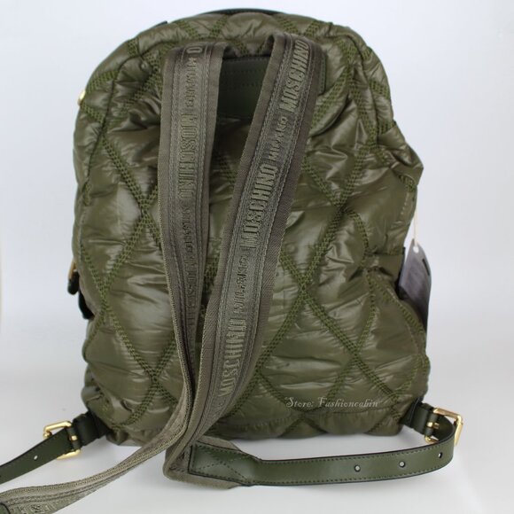 NWT MOSCHINO Studded Quilted Logo Backpack, Studded Bag for Travel School Chic main image 5